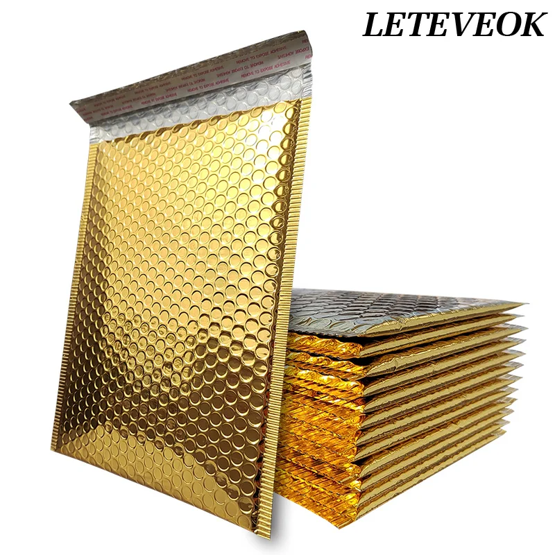 

Leteveok 50/25/10pcs Bubble Mailers Shipping Bags for Small Businesses Gift Cushioning Packaging Gold Aluminized Envelopes