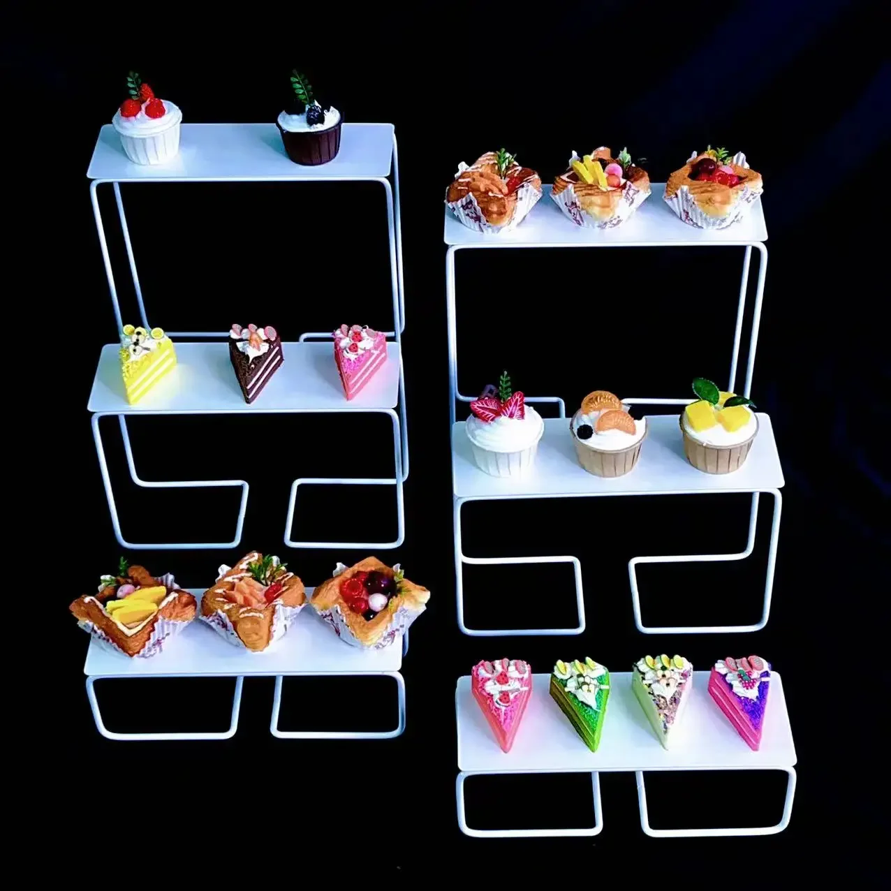 9PCS Buffet Dessert Plates Sandwich Cookie Rack Birthday Party Cupcake Stand Baby Birthday Candy Table Centerpieces Decoration