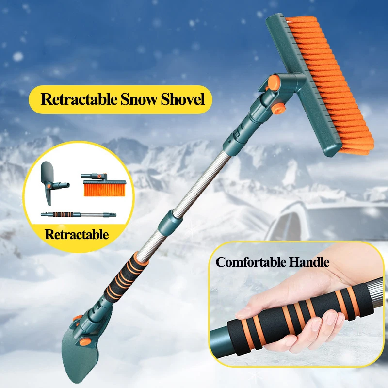 Car Multifunctional Snow Shovel Retractable Rotatable Snow Ice Breaker Removal Tool Winter Snow Remover Auto Window Snow Brush