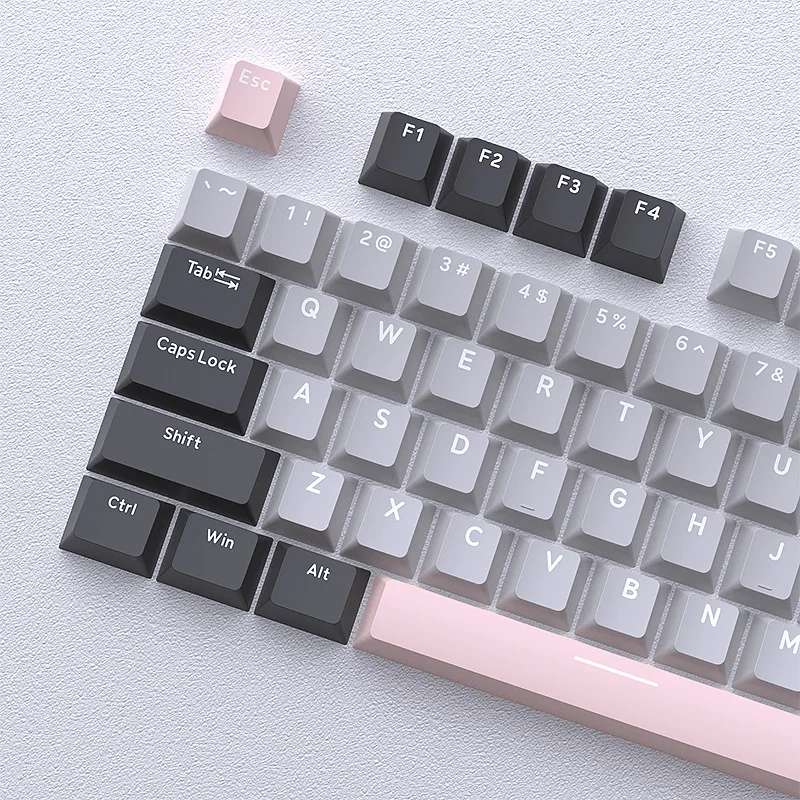 

Keycap gray pink rock ash powder keycap mechanical keyboard three color matching PBT small full set original 124 two-color