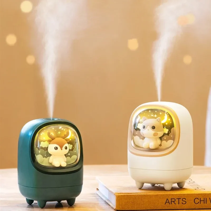 

Hot Sale Rechargeable 350ml Mini Cute Cat Deer Air Humidifier with Night Lights - USB Mist Maker Diffuser Humidificador