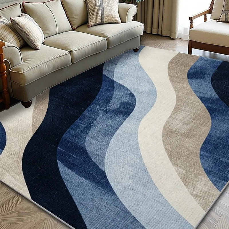 Abstract Geometric Style Living Room Big Rug, Easy To Take Care of Wear-resistant Bedroom Carpet, Soft Texture Kitchen Mat