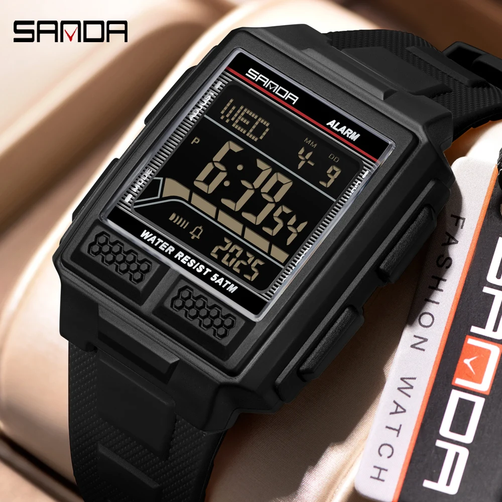 

SANDA Fashion Watch Sport Men Electronic Multifunction Luminous Waterproof Calendar Alarm Clock Casual Digital Watches Male