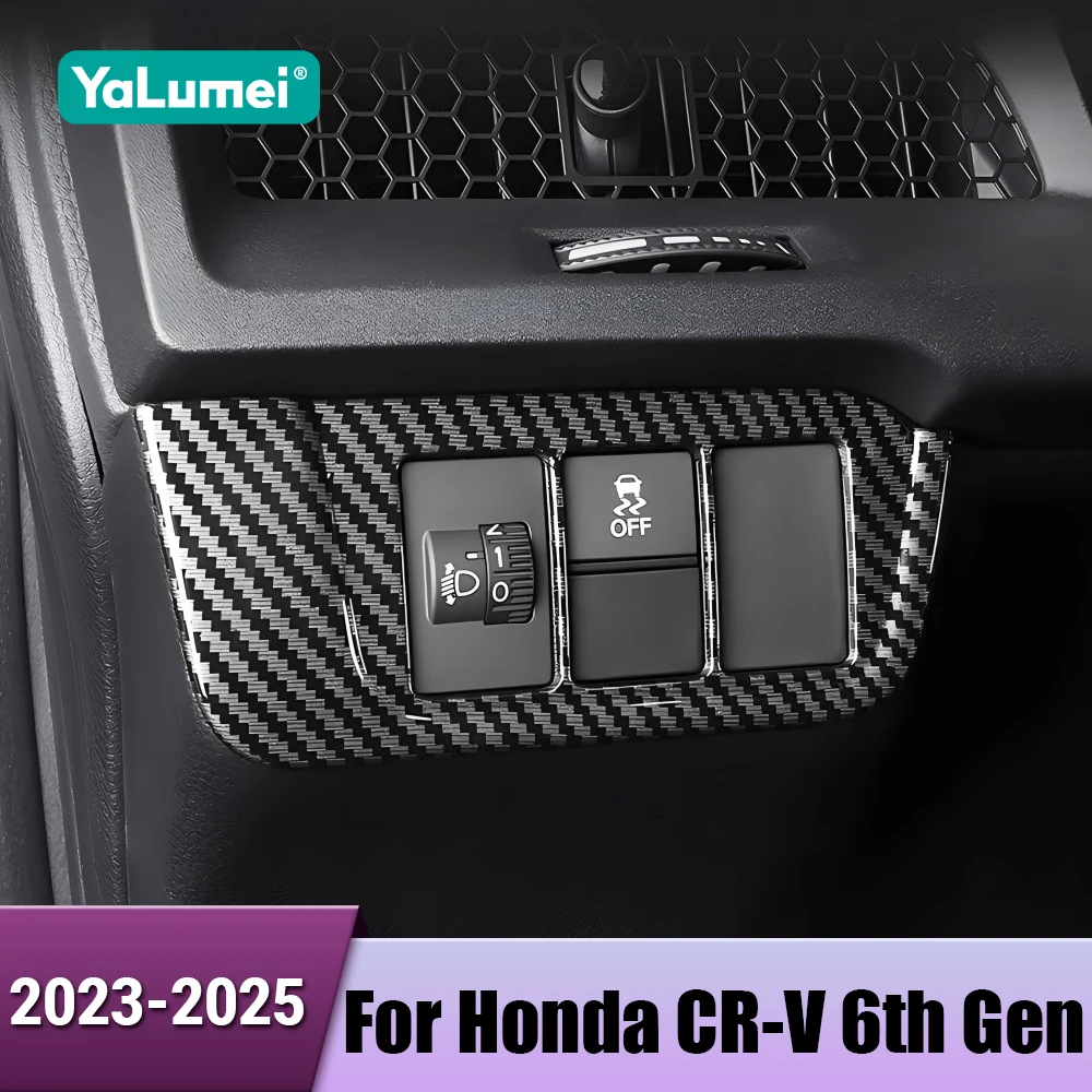 Carbon Faser Auto Scheinwerfer Einstellen Schalter Panel Dekoration Abdeckung Für Honda CR-V CRV 6th Gen 2023 2024 2025 Hybrid Zubehör