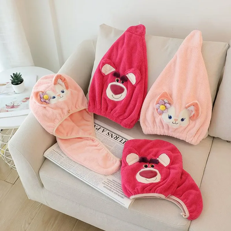 Kawaii Disney Anime Series Linabell Lots-O'-Huggin' Bear Cute Cartoon Hair-Drying Cap Absorb Water Wiping The Head Towel Turban