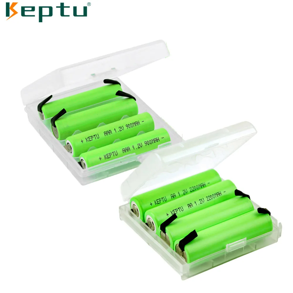 KEPTU AA + AAA con pestañas de soldadura Ni-Mh 1,2 V aa aaa batería recargable Ni-Mh AA 2200 mAh AAA 900 mAh para Afeitadora eléctrica Philips