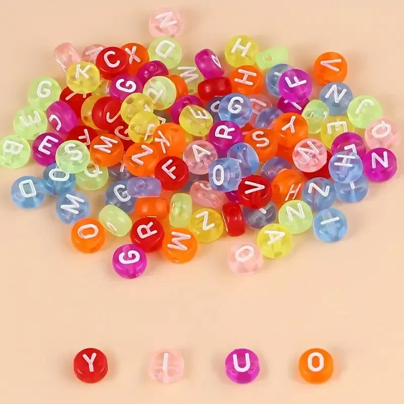Acrylic Multicolor Letter Beads, 100-500pcs