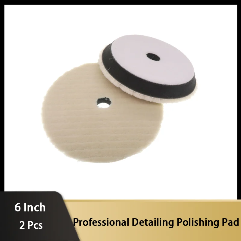 

6" 150mm Hook and Loop 2 Pcs Professional Detailing Buffing Polishing Pad for Auto Soft Wool Buffing Cutting Polishing Pad