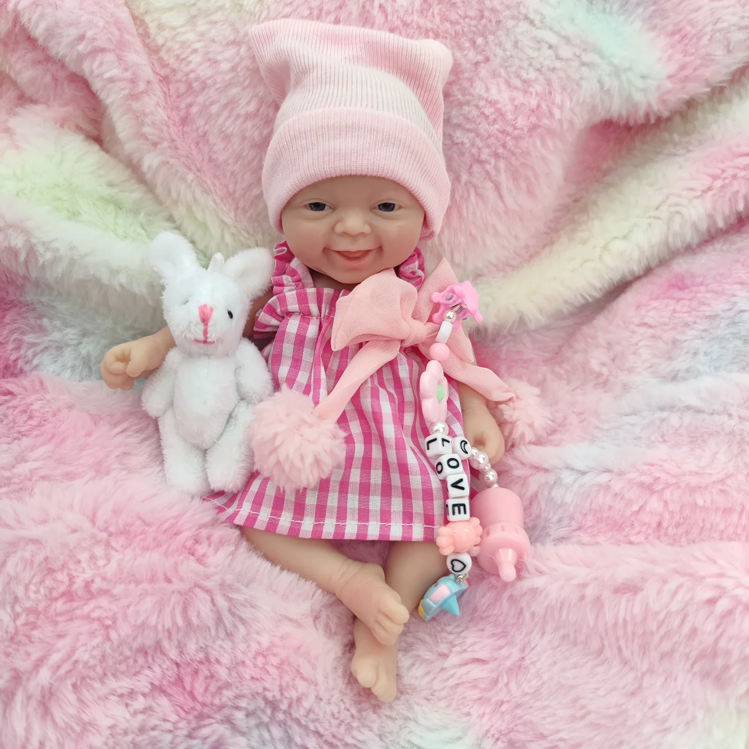 

7 inch Cuddly Miniature Soft Body Silicone Reborn Baby Doll Lifelike Reborn Baby, for Halloween/Thanksgiving Day/Christmas Gift