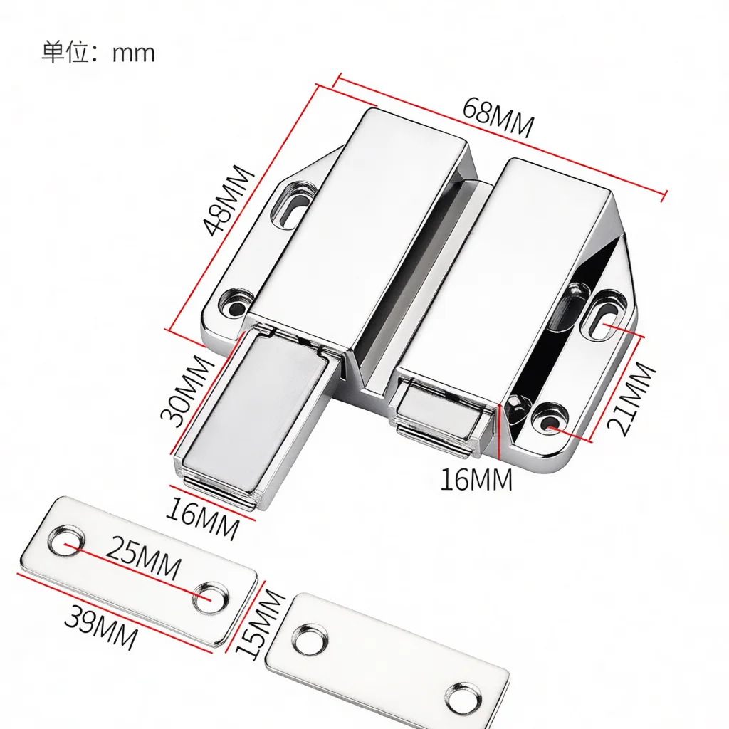 Zinc Alloy Push To Open Door Latch Hidden Cabinet Catch Rebound Mechanism For Invisible Door Modern Furniture Hardware