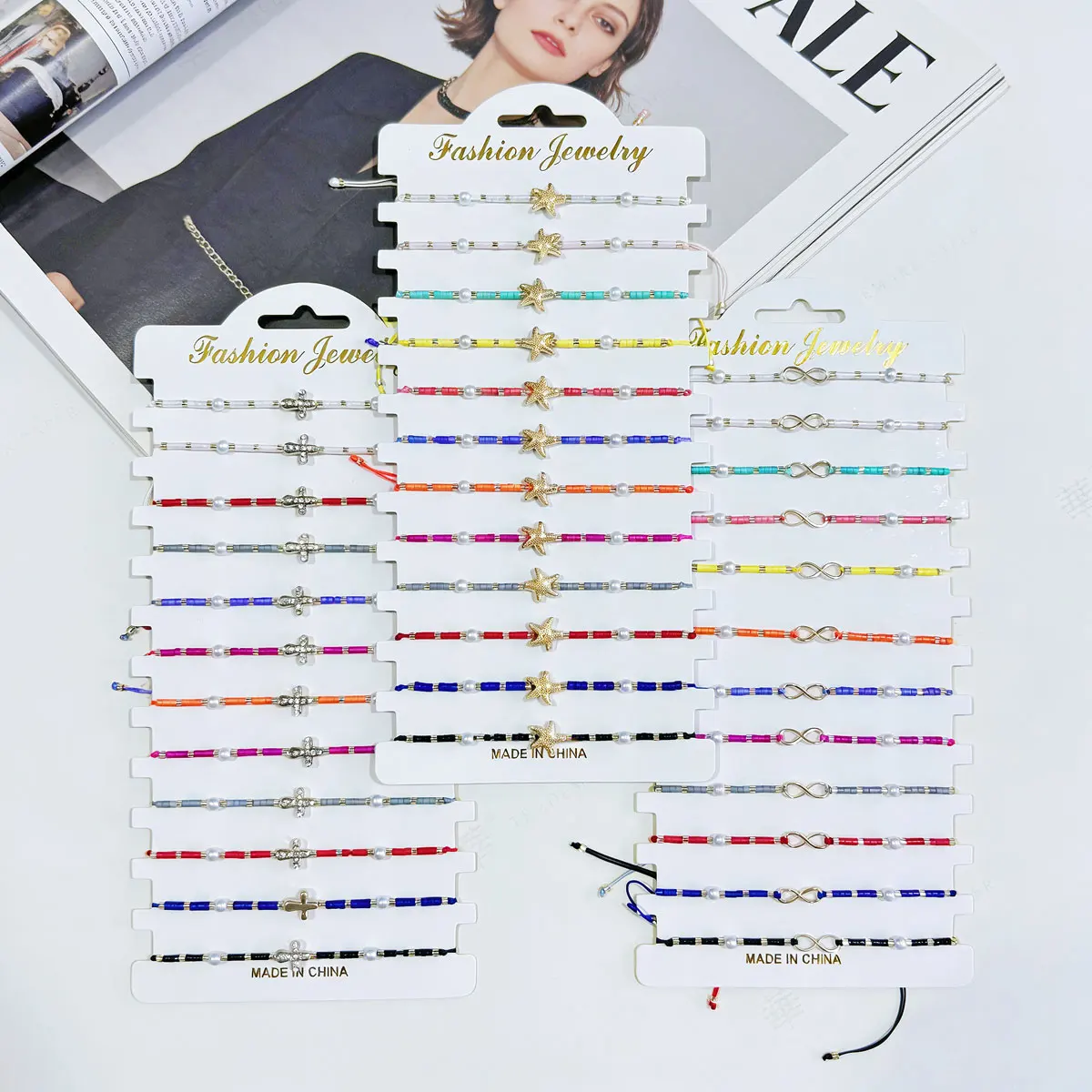 12Pcs Bracelets Set Alloy Star Cross Infinity Charm Bohemian Handmade Stackable Friendship Bracelet Women Fashion Jewelry Gift
