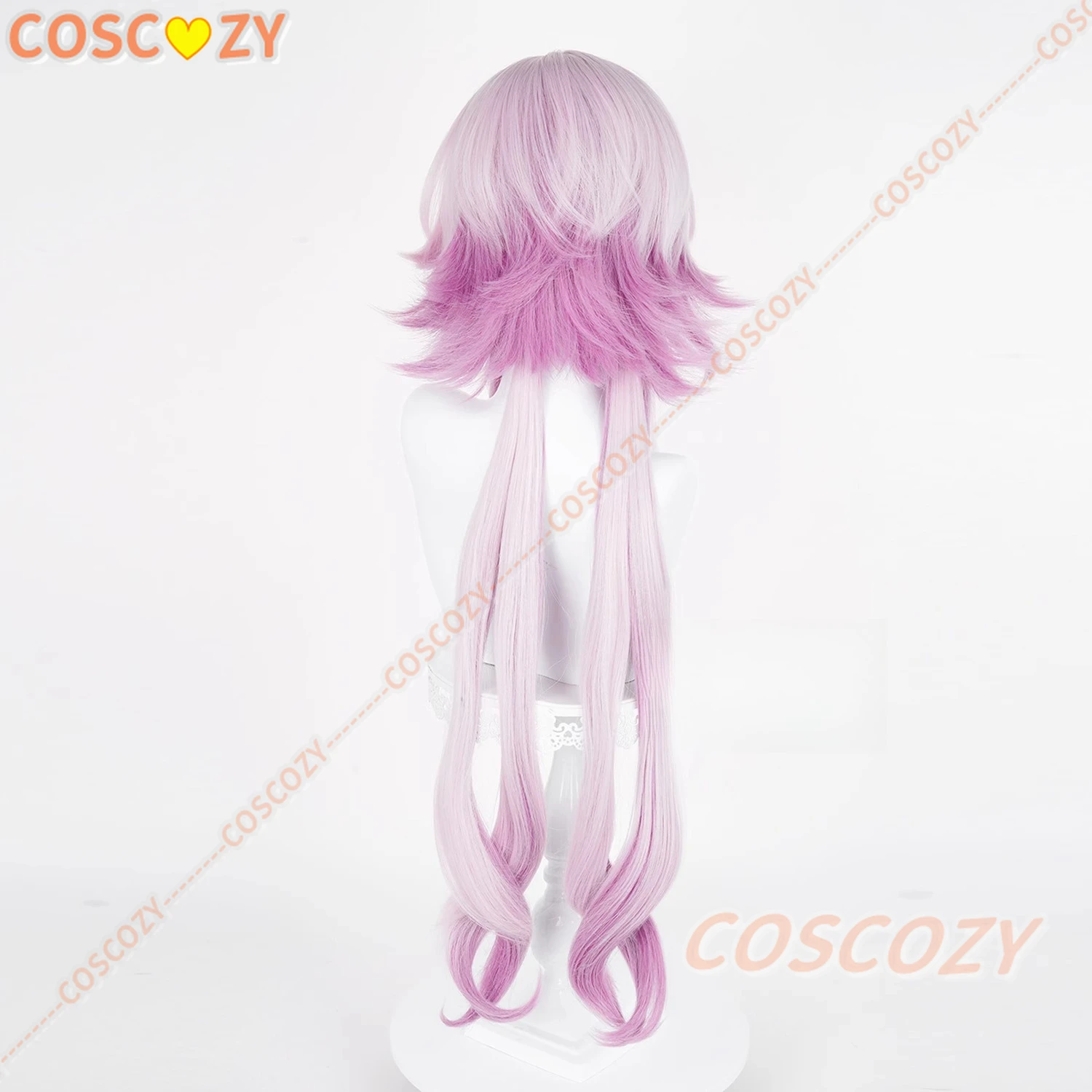 Hsr 7 de março o dia das bruxas peruca cosplay 100cm rosa roxo peruca resistente ao calor perucas sintéticas para halloween carnaval festa traje