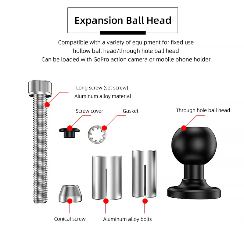 Motorcycle Front Fork Stem Base Ball Adapter Rubber 1 inch Ball Head Compatible for Gopro 10 9 insta360 Mount Smartphone Holder