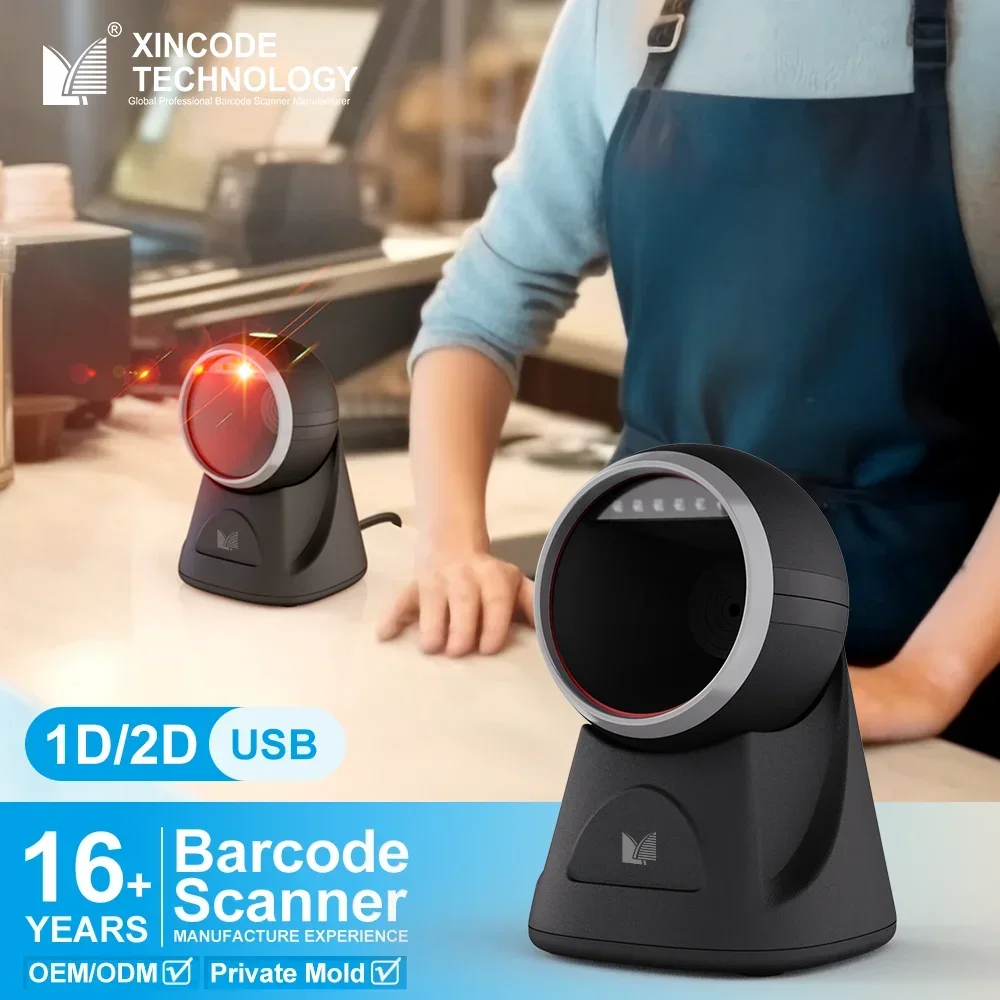 New Xincode Lector 2D bar Qr Code Desktop Scanners Table 1D Readers Price Checker Fixed Barcode Scanner Reader for Supermarket