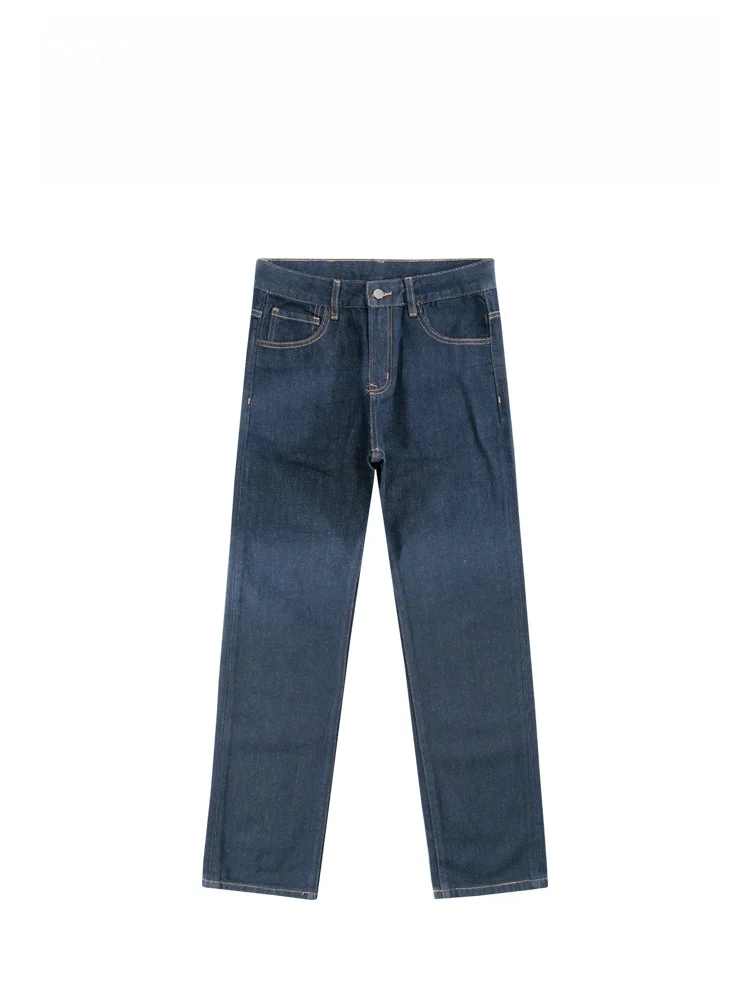 

Classic Straight Leg Men's Casual Vintage Denim Jeans High Waist mid Rise Faionable Ci Sle Four Season Wear Resistant