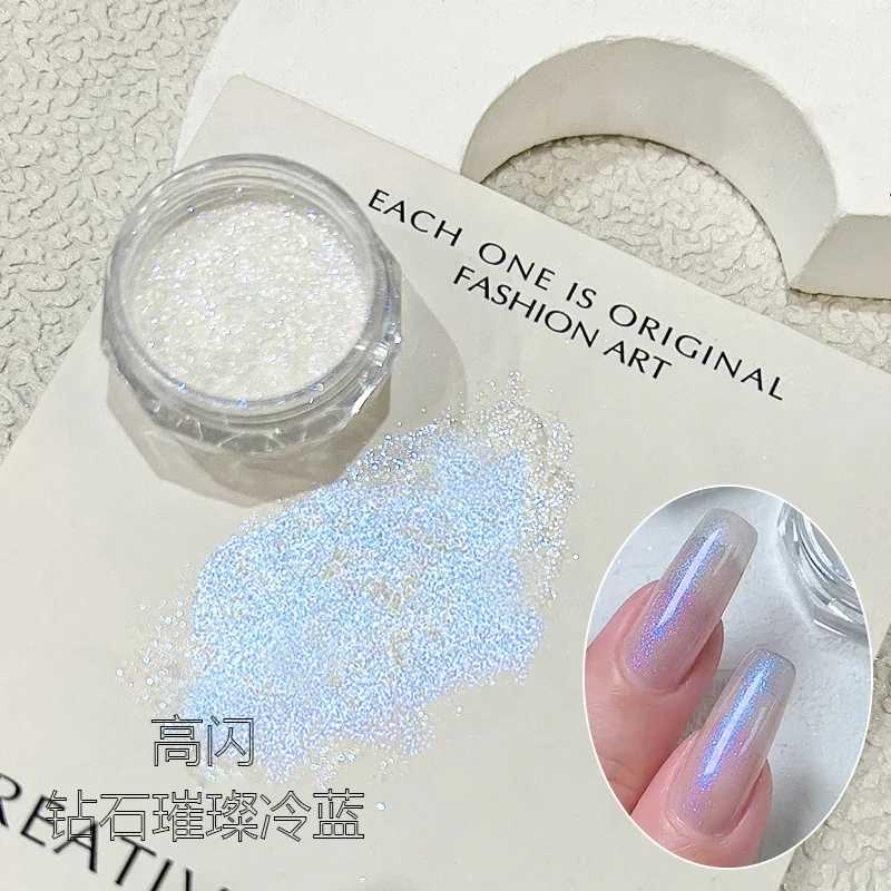 High Gloss Polarized Opal Nail Glitter Powder Aurora Diamond Ultra-Fine Pigment for UV Gel Polish Holographic Nail Art Decoratio