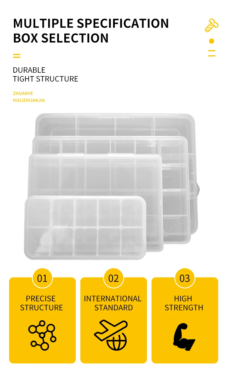 2-24 Grids Schraube Box Container Organizer Kunststoff Transparent Fach Einstellbare Lagerung Box Für Schmuck Taste Hardware-Tool – Detail 3