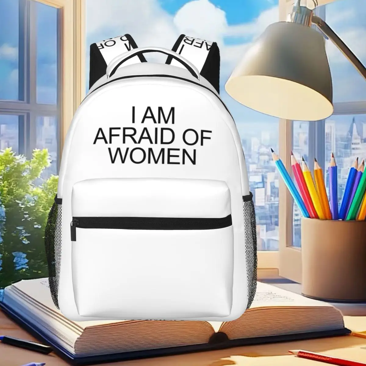 I Am Afraid Of Women Humor Gift Meme Backpack Student Boys Girls BookBag Children School Bag Computer Shoulder Bag for Men Women