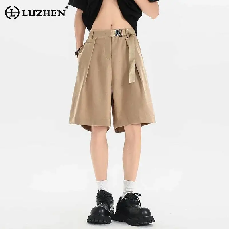 LUZHEN Pants 2026 Summer New Solid Color Loose Straight Five-pointed Men's Fashion High Quality Trendy Casual Shorts Male JY8083