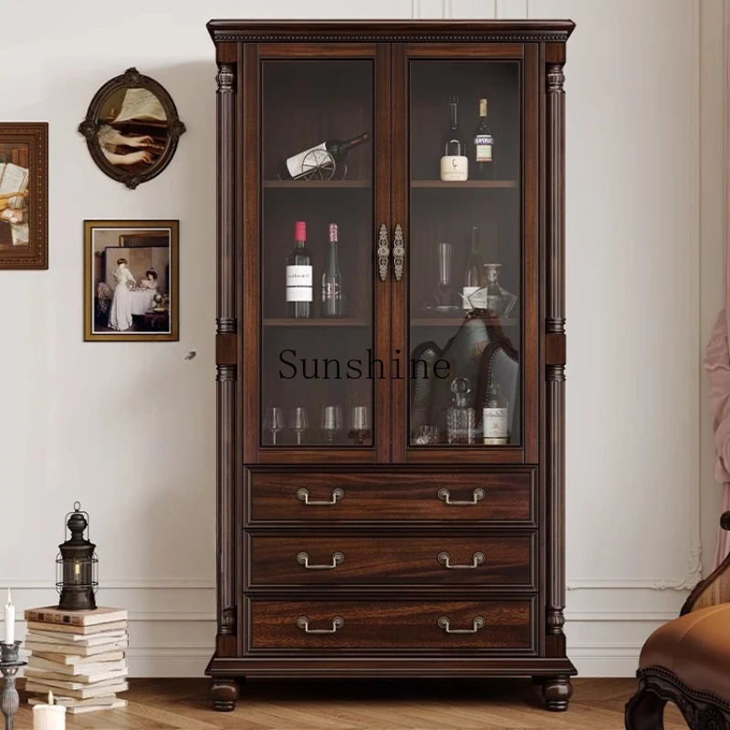 

All solid wood American retro rural storage locker home restaurant display