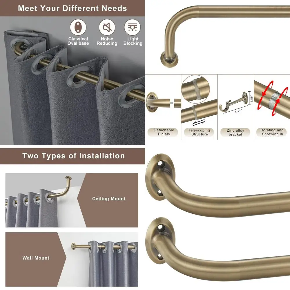 

Adjustable 1 Diameter Curtain Rod Set, 28-150 Length, with Antique Bronze Finish and Room Darkening Capability