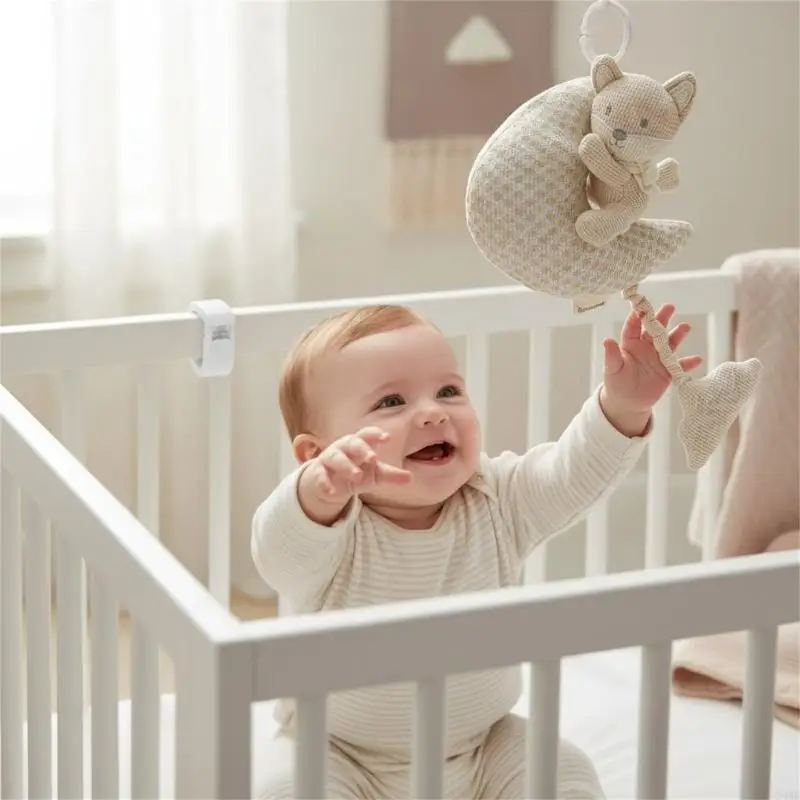 Interactive Newborns Sensory Development Toy Textured Fabric Rattle with Safe Attachments 24BE