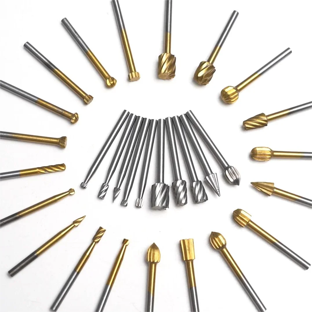 

30Pcs high-speed steel rotary burr set, 1/8-inch shank suitable for DIY woodworking, carving, engraving and drilling tasks. ﻿