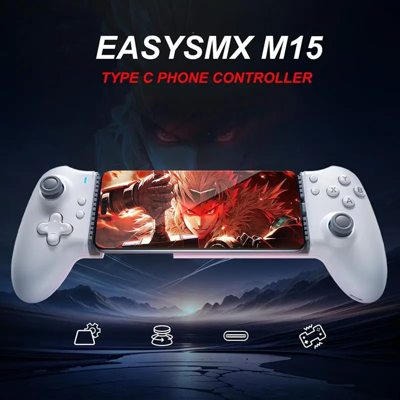 Top! EasySMX M15 Mobile Phone Gamepad Type C Hall Mechanical Controller for Android Phone iPhone 15/16 Cloud Gaming Xbox Game