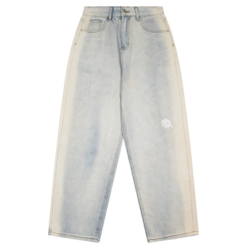 

2026 Men's Women's High Street Trend Mertre Jeans Loose Straight Cut Letter Printed Pants