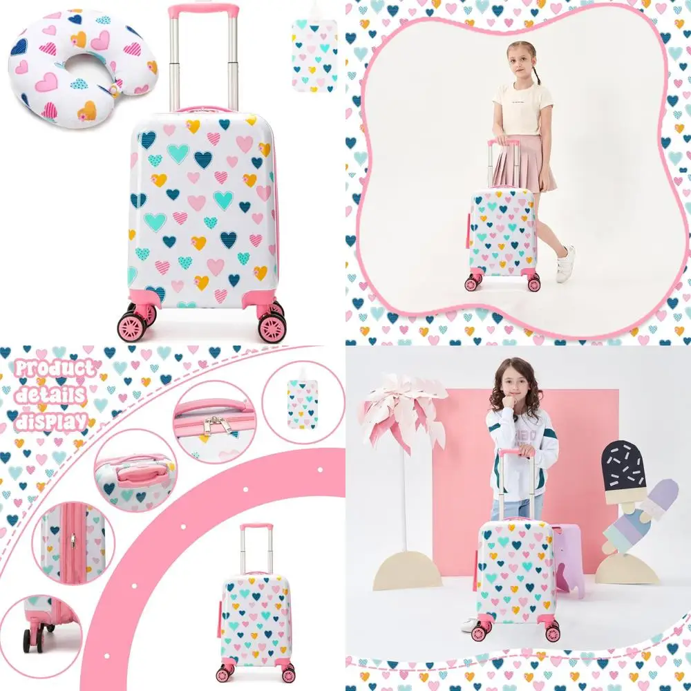 

Комплект чемоданов-спиннеров из 2 предметов для девочек с ручной кладью, дорожный чемодан на колесиках для малышей для детей