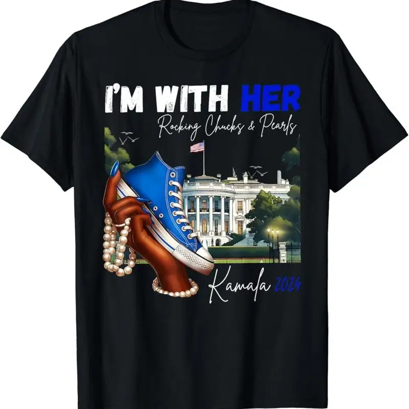 

I'm With Her Rocking Chucks Pearls Kamala 2024 T Shirt
