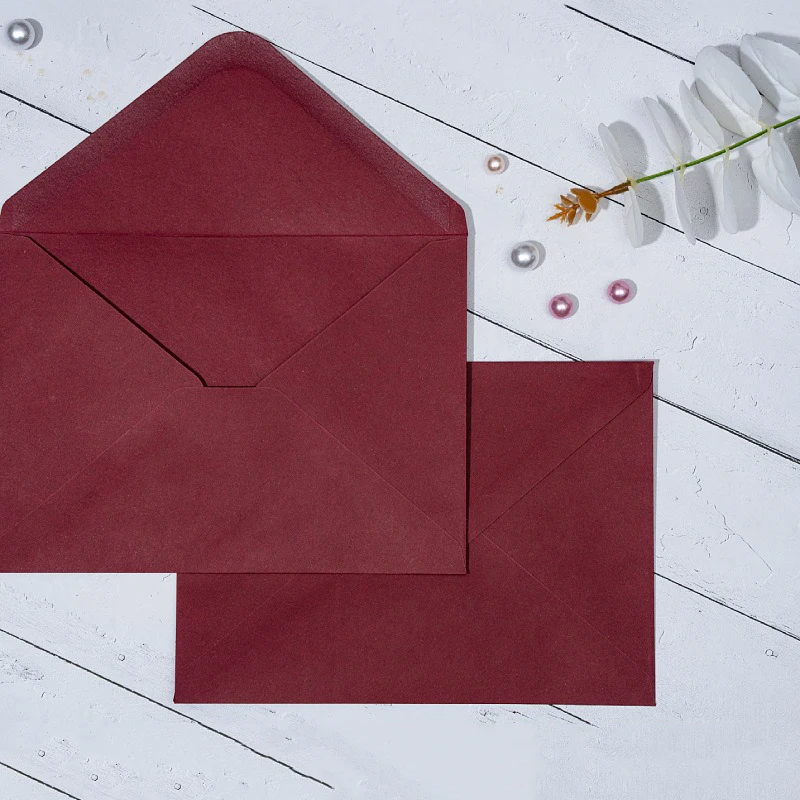 

13.34x18.42cm Self-adhesive Envelope Wine Red Paper Envelopes Small Gift Envelopes For Letters Wedding Supplies 50PCS