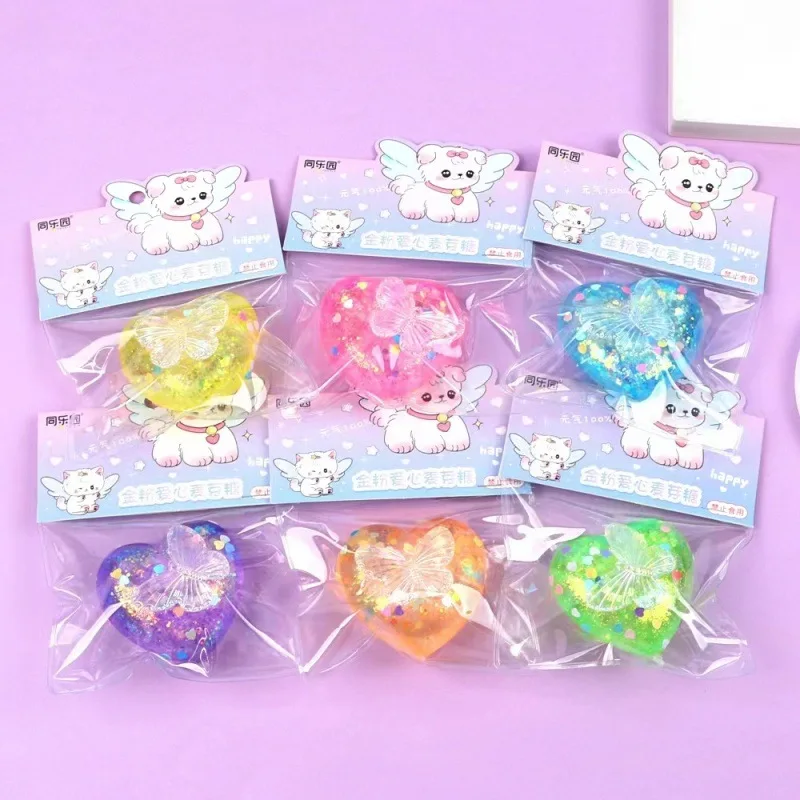 Tpr-子供の感覚玩具,ゆっくりとしたバウンス,金色のほこり,蝶,心臓,ストレス解消,柔らかい色の変化,減圧