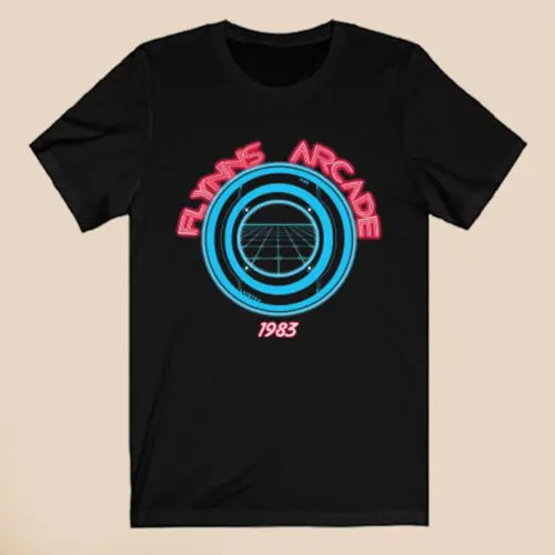 Flynn's Arcade Tron Retro 80s Gaming Movie Men's Black T-Shirt Size S-5XL