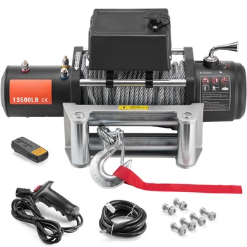 SucceBuy 13500lbs Electric Winch 12V Truck Winch with 80 ft ...