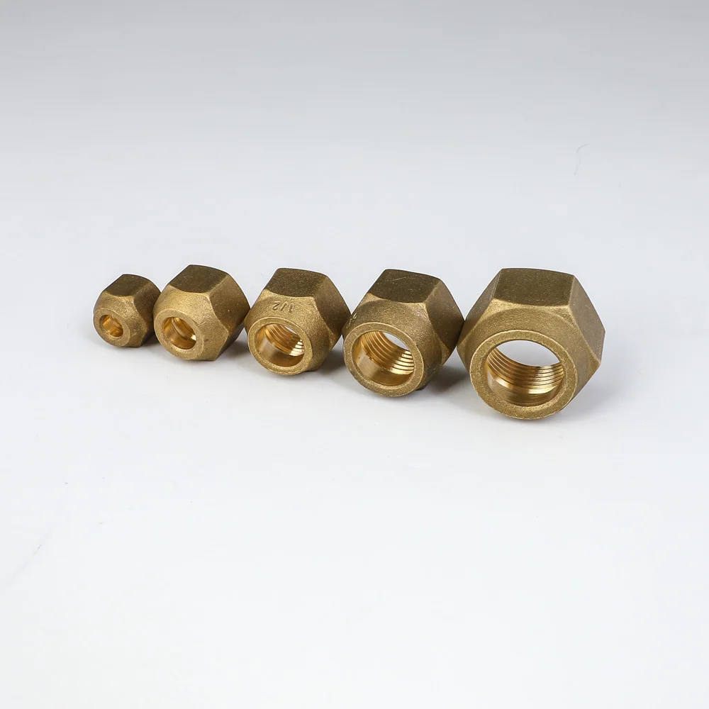 

Brass Forged Hex Nut For 45 Degree SAE 1/4" 3/8" 1/2" 3/4" Inch Flare Pipe Fitting Adapter For Air Conditioner Copper Tube