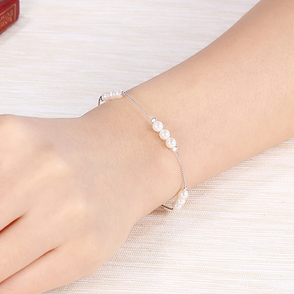 

Bangles Bracelet Adjustable Sterling 925 Small and Fresh Thin Chain Silver Charm Miss
