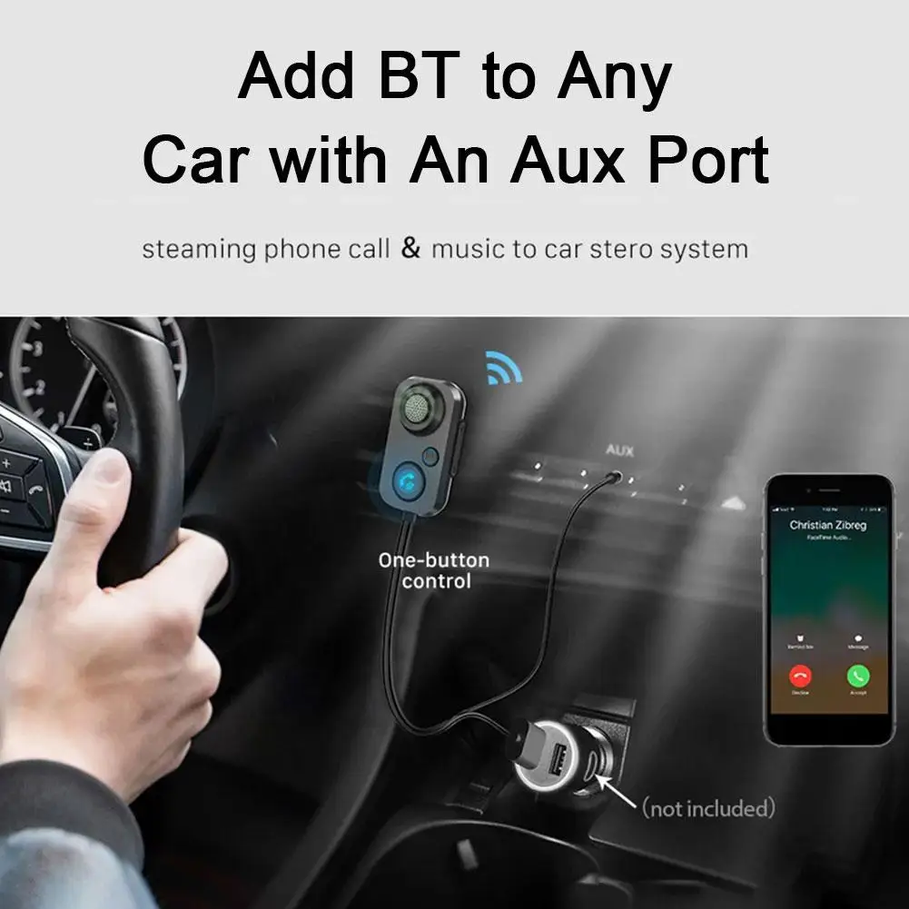 

Car Bluetooth 5.0 Receiver Auto BT Transmitter USB 3.5mm AUX Audio Wireless Adapter for Hands-Free Car Amplifier Speaker H5S1