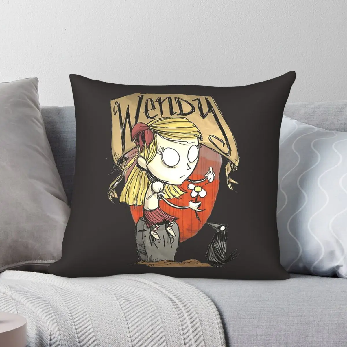 Don't Starve Game Wendy Square Pillowcase Polyester Linen Velvet Creative Zip Decorative Car Cushion Case