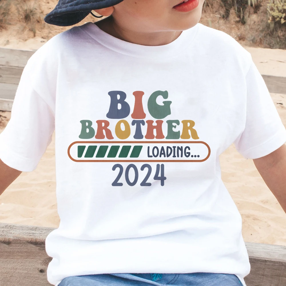 

Big Brother Loading 2024 Print Kid Shirt Pregnancy Announcement Clothes Short Sleeve Round Neck Casual Tee Top Best Gifts