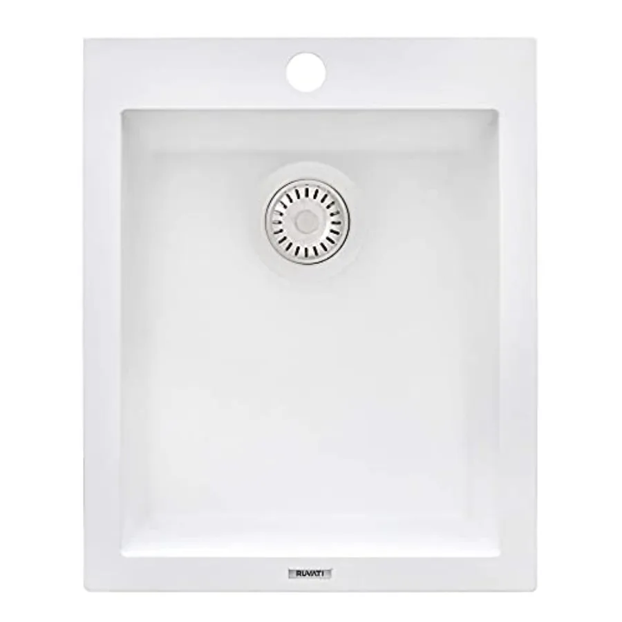 

16 x 20-дюймовая кухонная мойка EpiGranite Dropin Topmount, гранитная композитная кварцевая кухонная мойка с одной чашей из арктического белого цвета с прочной поверхностью