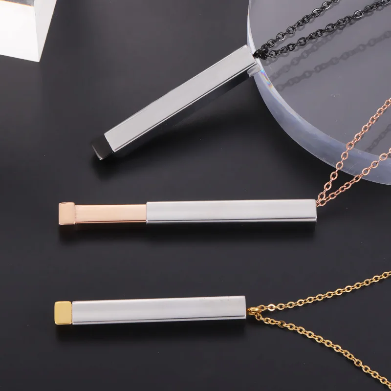 

Stainless Steel Hidden Pendant Necklace Blank For Engrave Metal Rctangle Bar Necklace Choker Mirror Polished Wholesale 5pcs