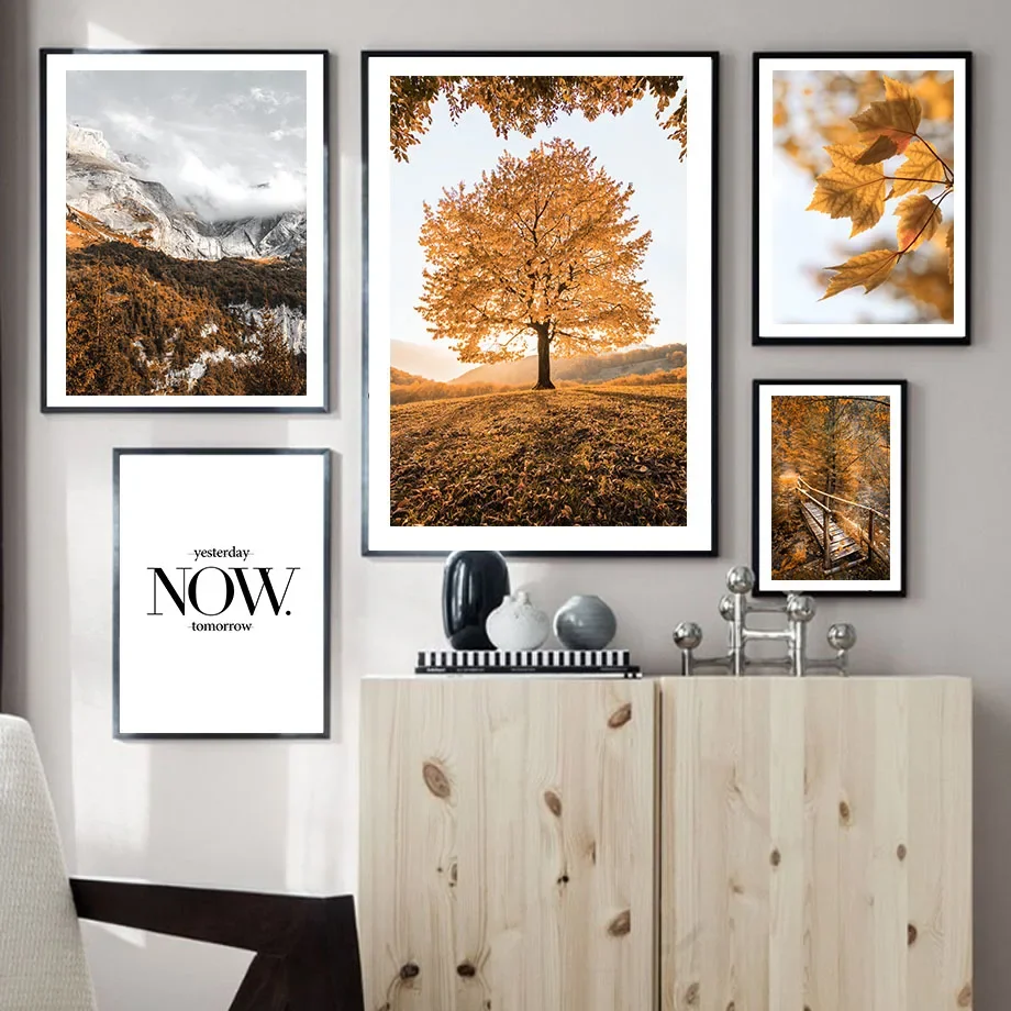 1pc frameless Canvas Painting Painting Nordic Posters and Prints Wall Pictures for Living Room Decor Mountain Bridge Forest Tree