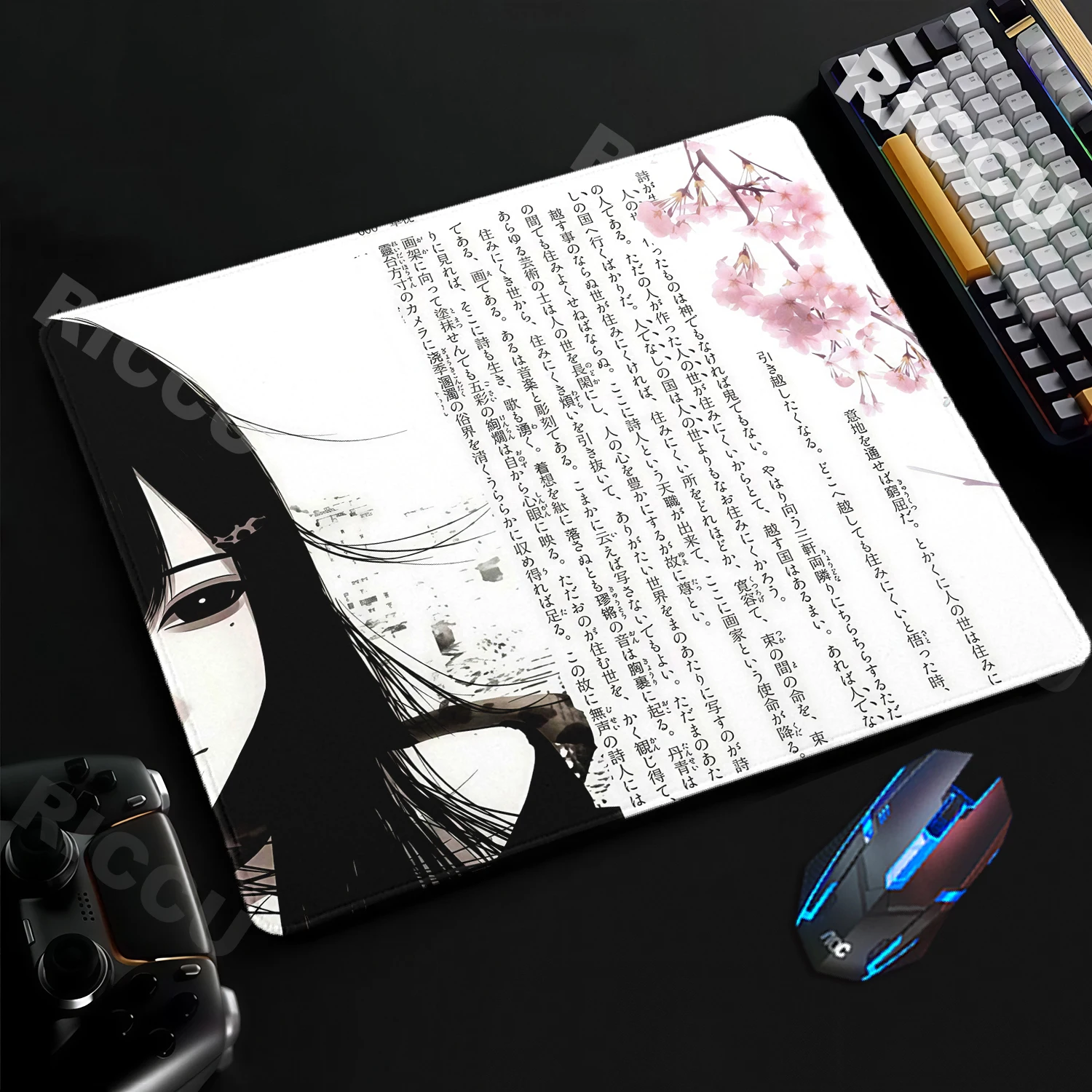 Anime Aesthetics Black White Mouse Pad E-Sports Anti-slip Rubber Mousepad Gaming Desk Mat Laptop Small Deskpad PC Table Decort