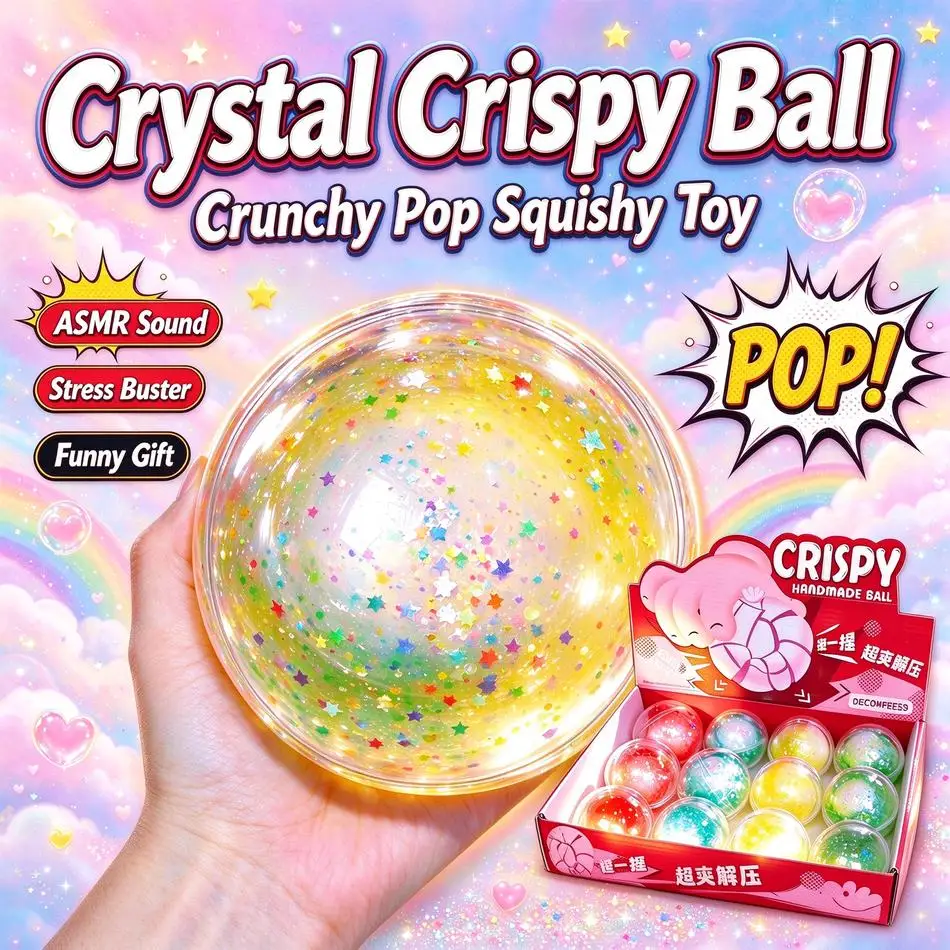 4 Colors Slow Rebound Crystal Crispy Squishy Fidget Toy ASMR Crunchy Texture Crisp Sound Stress Relief Sleep Aid Toy Home Decor
