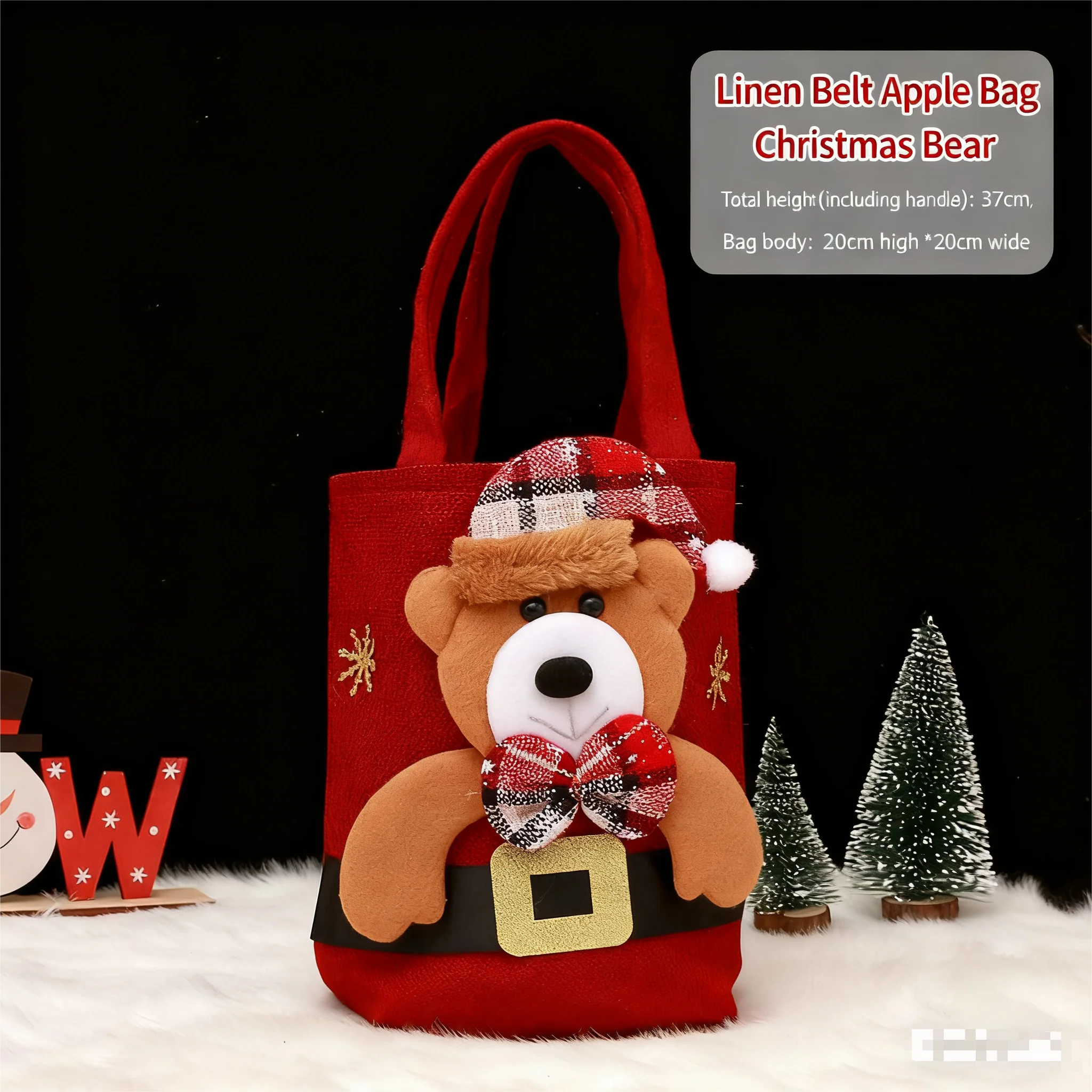 

1pc Christmas Gift Bags Handbags Bags Cartoon Snowman Bear Childs Gift Reusable Storage Bags New Year Celebration Party Gift