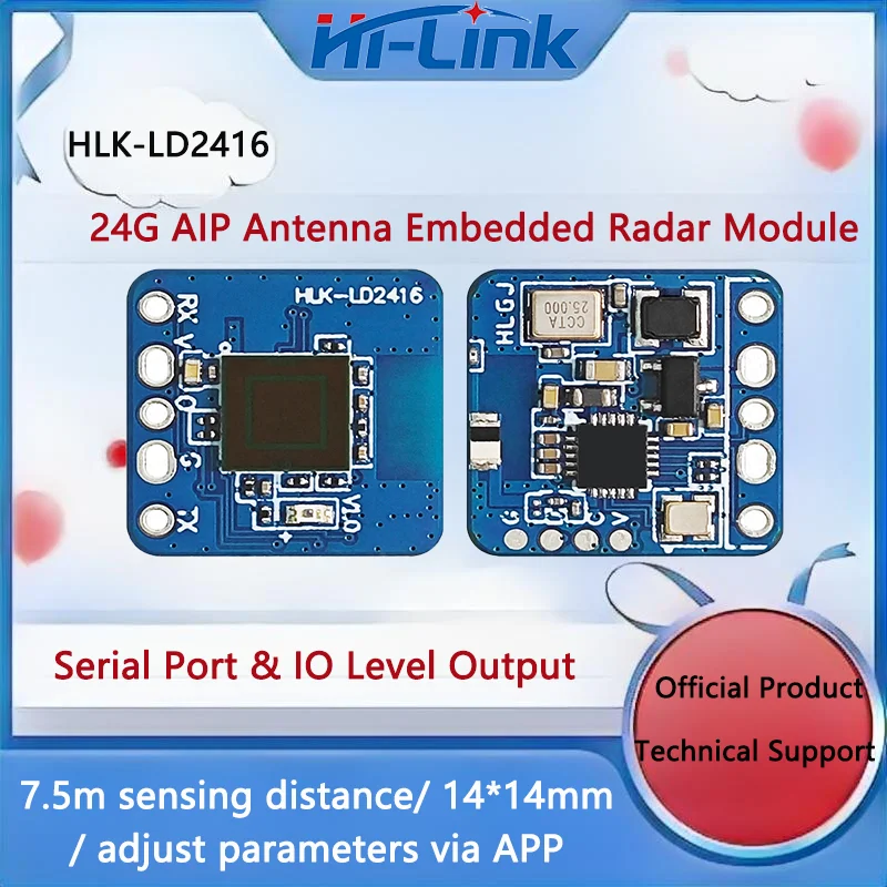 Module radar de détection de présence humaine HLK-LD2416 24G, module de détection de mouvement micro et stationnaire pour maison intelligente