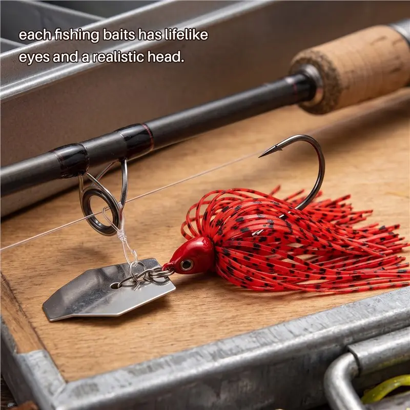 ABKV-6 Pieces Fishing Lures,Baits Spinner Swim Flipping Bladed Jigs ,Chatter Fish Bait For Salmon Pike Trout Swing Trailers