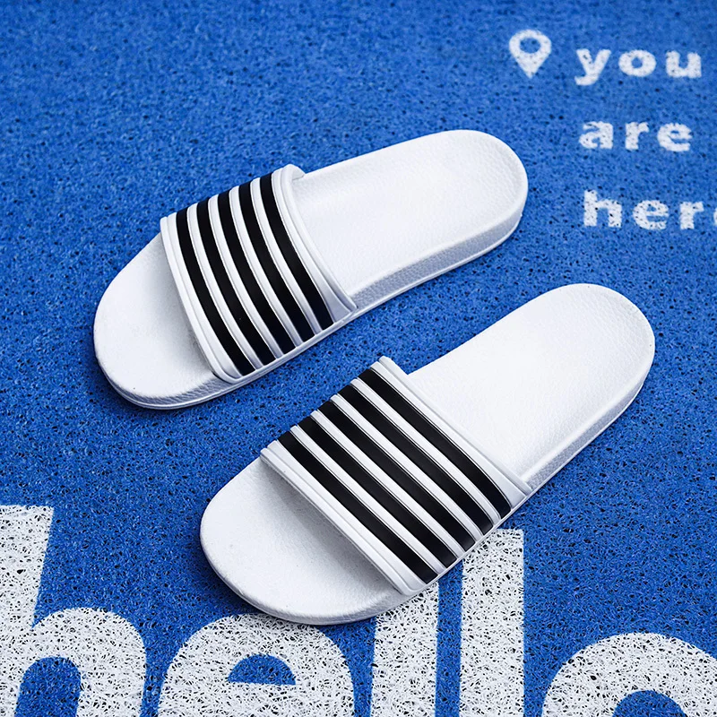 Brand Men Women Slippers Stripes Pool Slides Men Type Couple Beach Large Size Sandals Shoes Indoor Zapatos Mujer Summer Outdoor