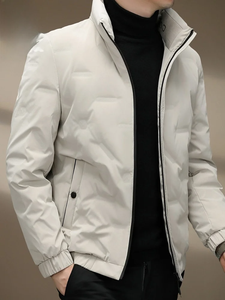 

Мужская зимняя куртка-пуховик 2025: повседневная, утепленная, с воротником-стойкой, теплая верхняя одежда для молодежи, модная, из полиэфирного волокна, с длинными рукавами